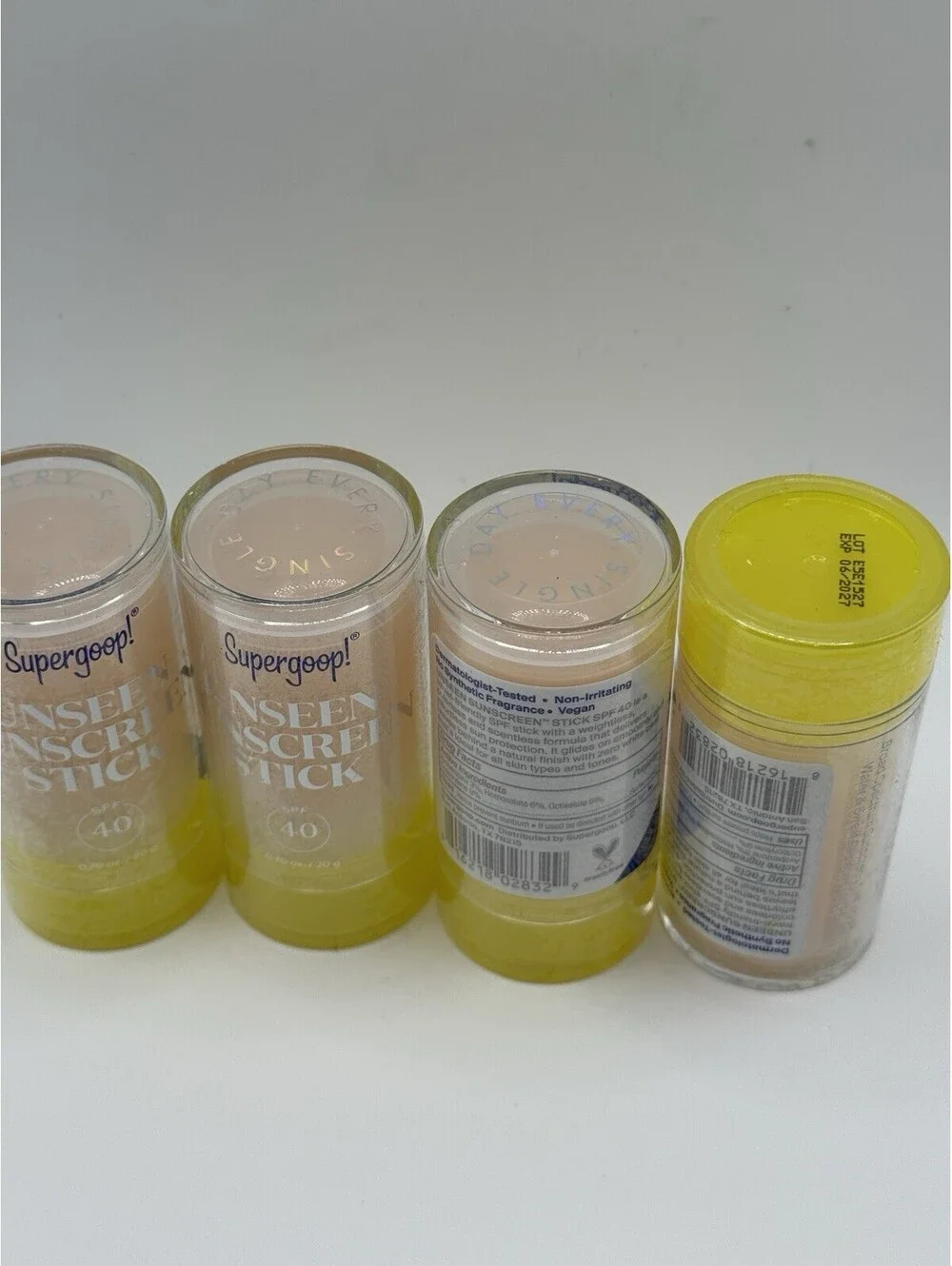 Lot of 4 Supergoop! Unseen Sunscreen Stick SPF 40  0.70 oz Exp 06/2027